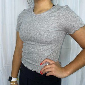 Wild Fable Grey Ribbed Crop Top